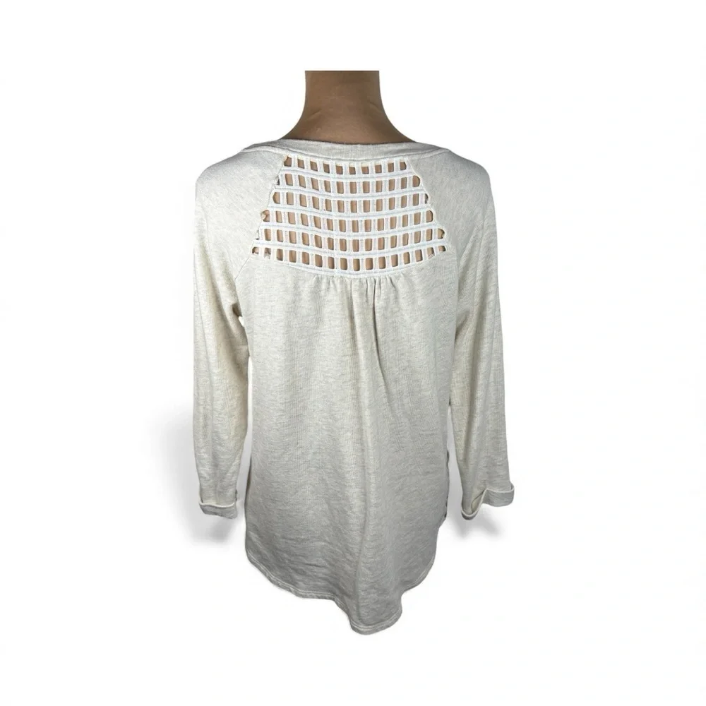 Anthropologie Postmark‎ Womens size Medium Crochet Knit Blouse Top Beige
